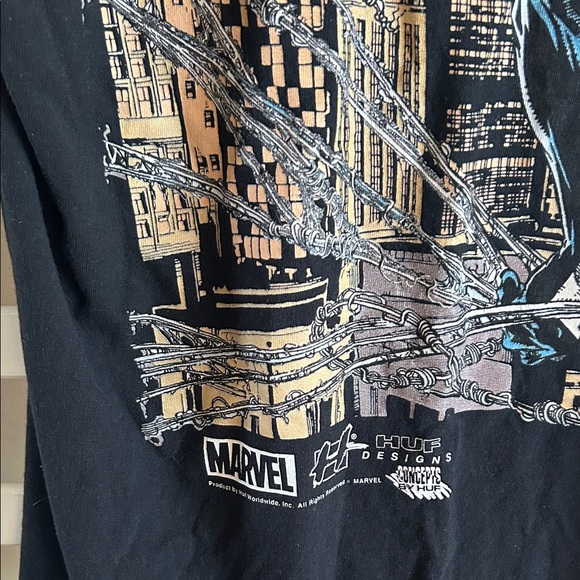 Men's HUF x Spider-Man Hangin' Out Black T-Shirt Large - Picture 5 of 7